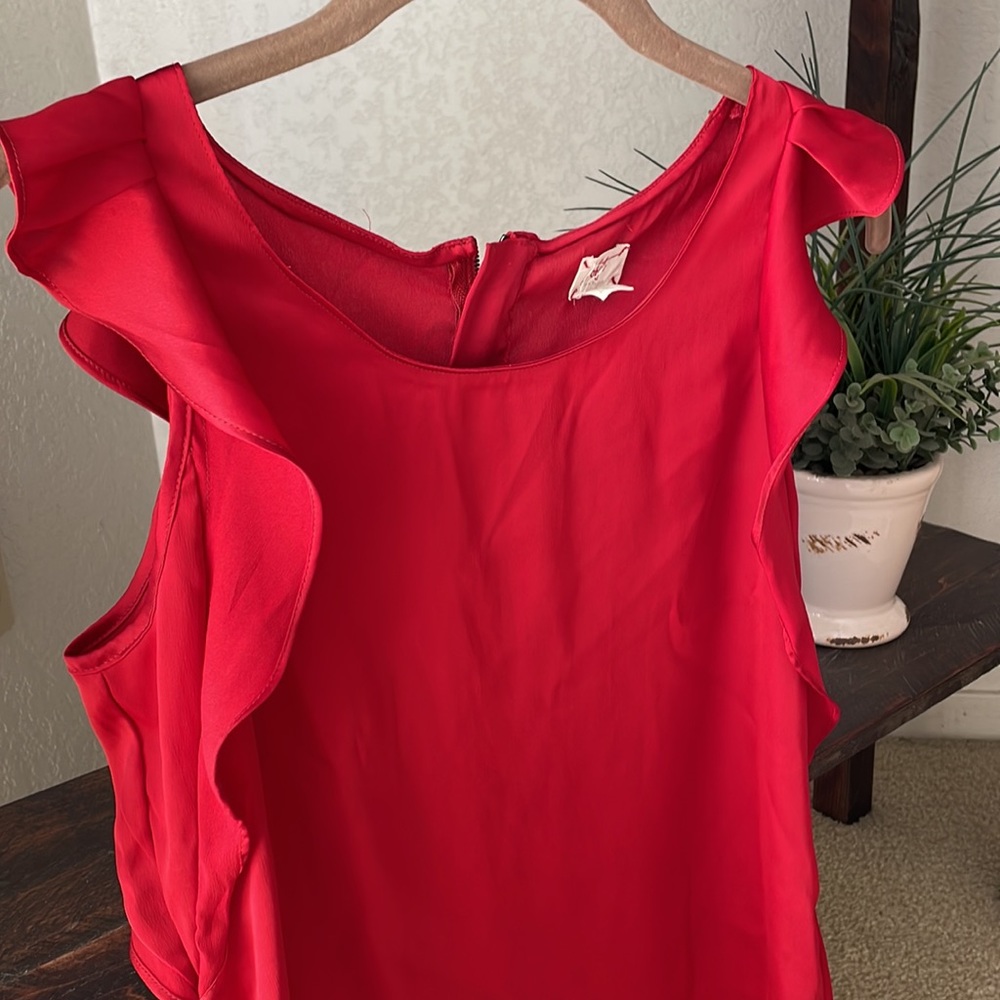 Hploft Red Flutter Sleeve Blouse - image 2